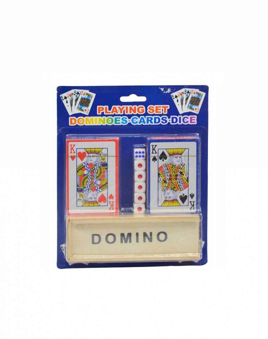 Set Doua perechi de carti de Joc clasice si 6 zaruri + domino