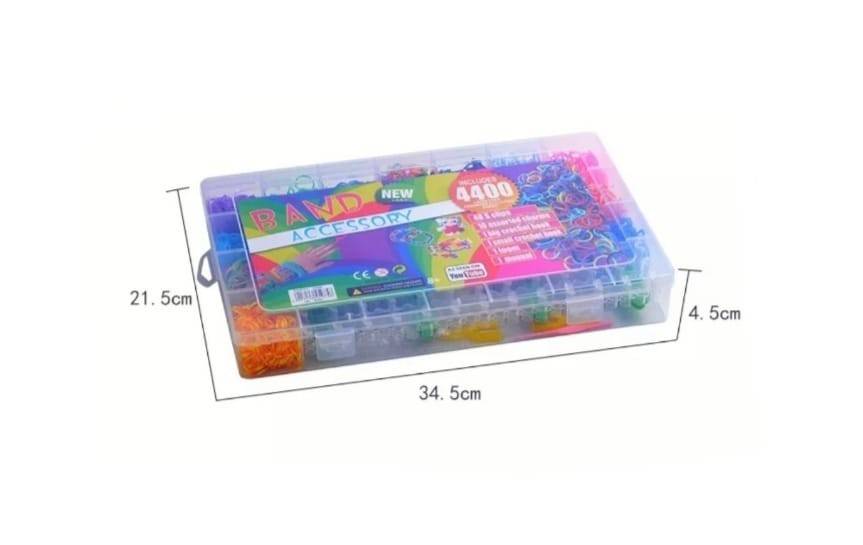 Set elastice pentru bratari, Cutie XXL, cu suport pentru bratari, accesorii de inchidere, multicolor, 34 cm