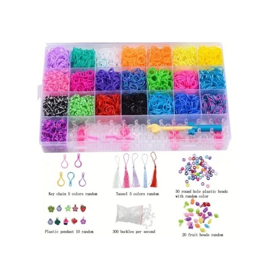 Set elastice pentru bratari, Cutie XXL, cu suport pentru bratari, accesorii de inchidere, multicolor, 34 cm