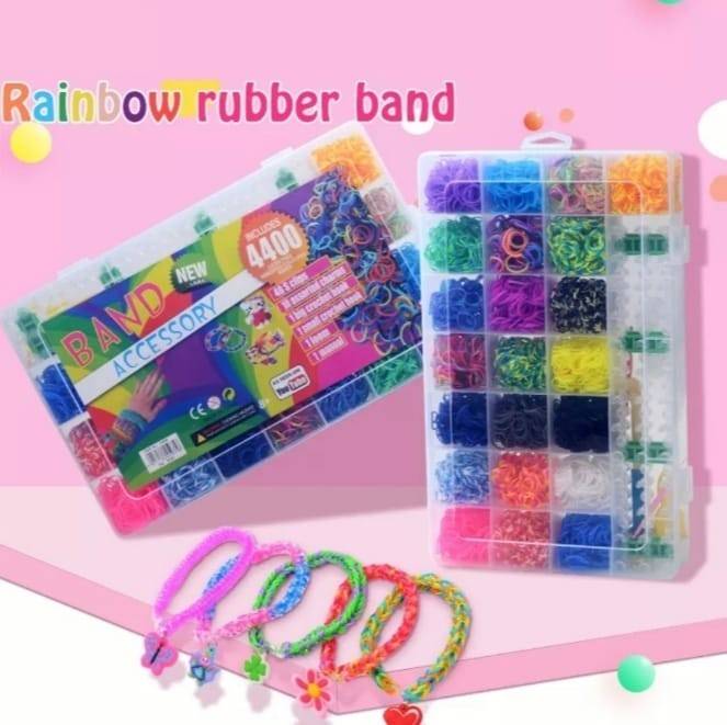 Set elastice pentru bratari, Cutie XXL, cu suport pentru bratari, accesorii de inchidere, multicolor, 34 cm