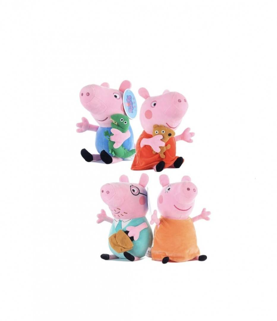 Set Familia Peppa Pig, muzicale din plus, multicolor, 30 cm