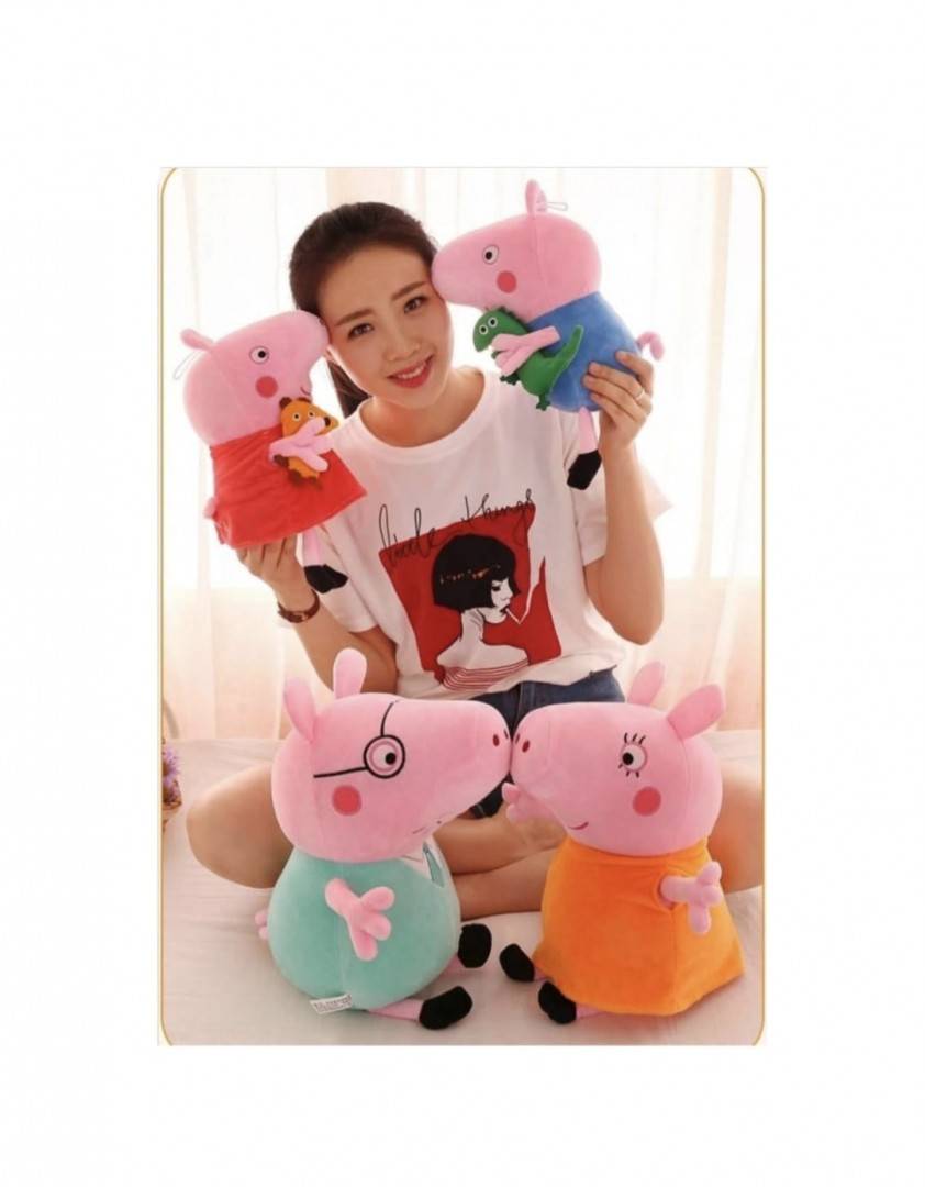 Set Familia Peppa Pig, muzicale din plus, multicolor, 30 cm