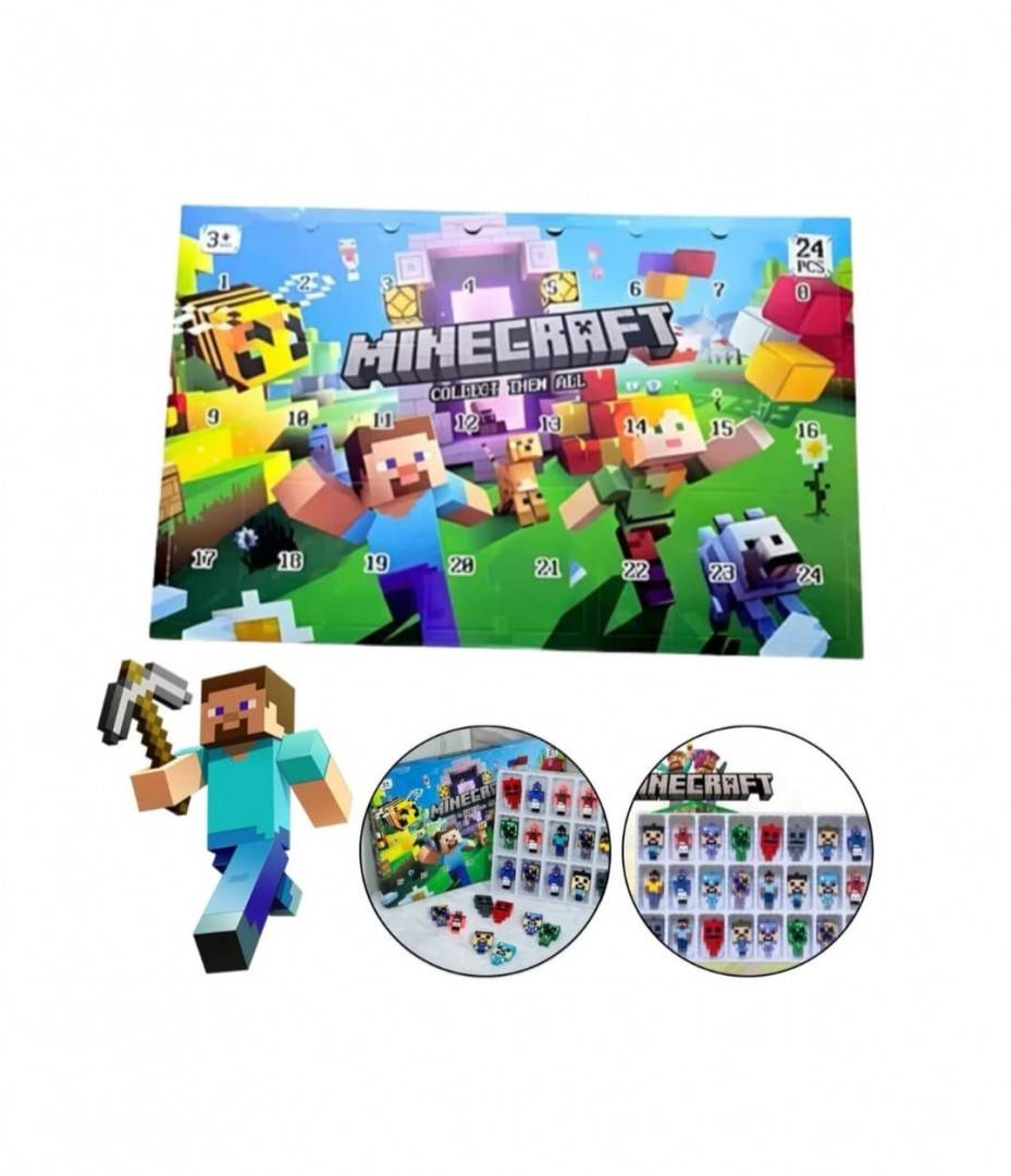 Set figurine Minecraft, tip breloc, colectie personaje, MASHASHOP, 24 buc, multicolor