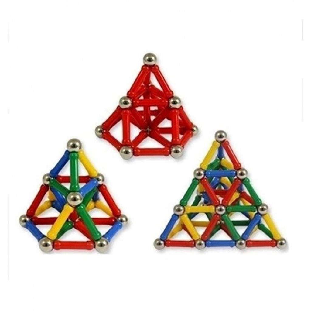 Set Inteligent de Constructie Magnetic, educativ si creativ, numeroase posibilitati de construit creativ, 74  piese, multicol