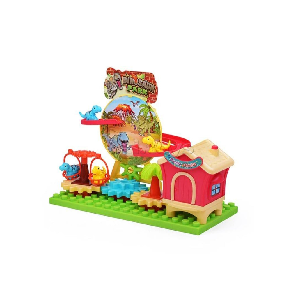 Set interactiv copii, Tobogan Dino, Circuit cu Dinozauri, sunete si lumini, multicolor, 26.5 cm