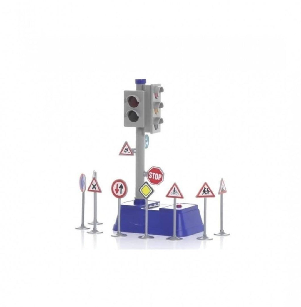 Set interactiv, Semafor cu semne de circulatie, 9 piese, multicolor