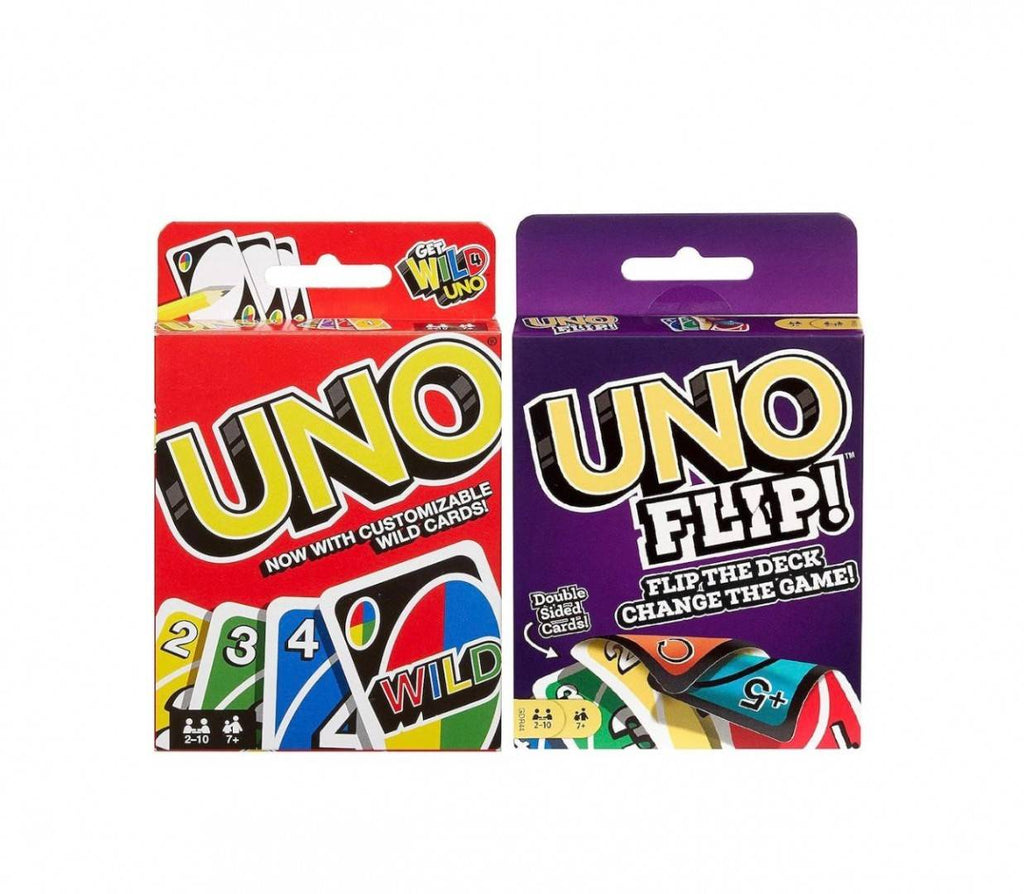 Set jocuri de societate UNO si UNO Flip, 2-4 jucatori, culori si numere