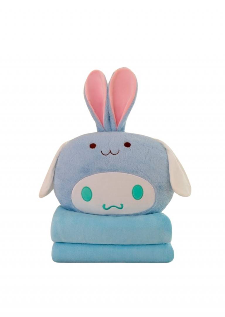 Set jucarie de plus si patura, Kuromi din seria Hello Kitty Sanrio, bleu