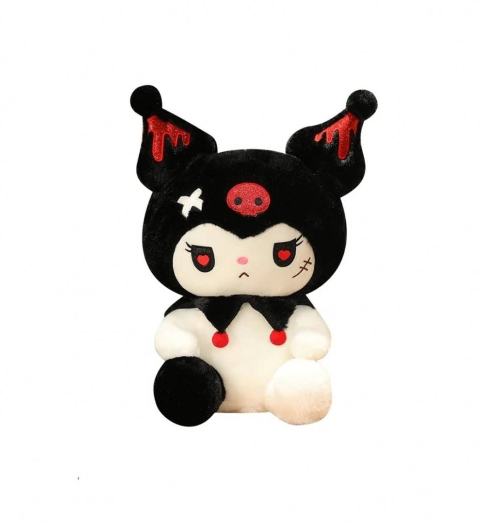 Set jucarie de plus si patura, Kuromi din seria Hello Kitty Sanrio, multicolor, 50 cm