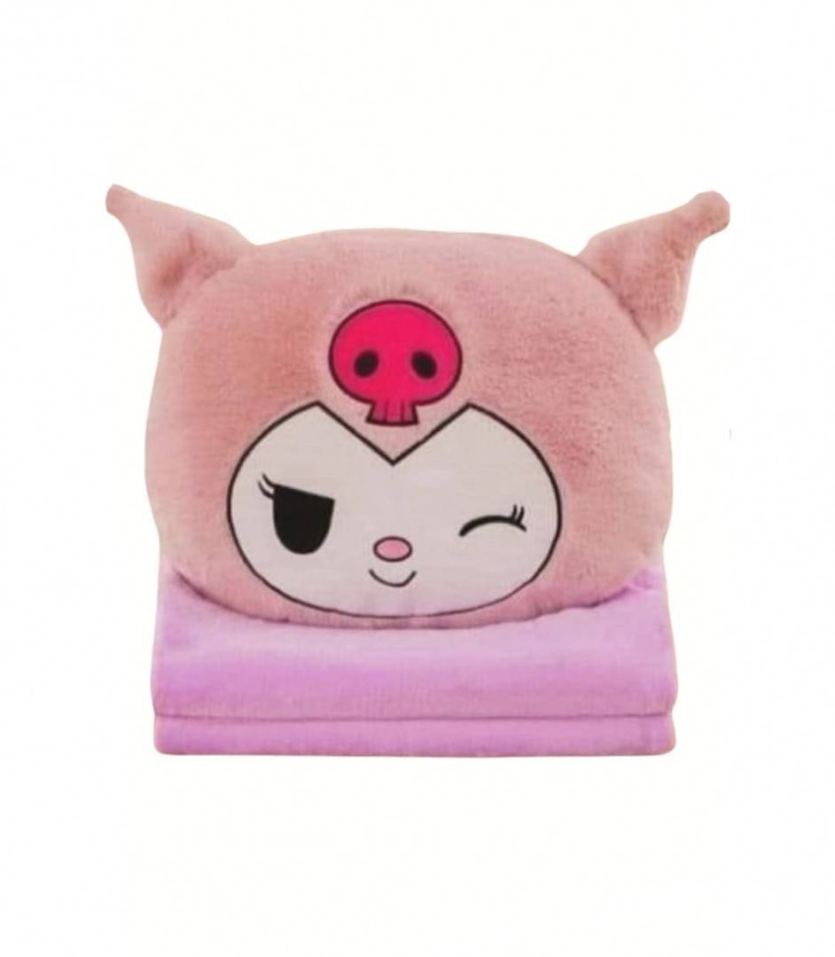 Set jucarie de plus si patura, Kuromi din seria Hello Kitty Sanrio, mov deschis