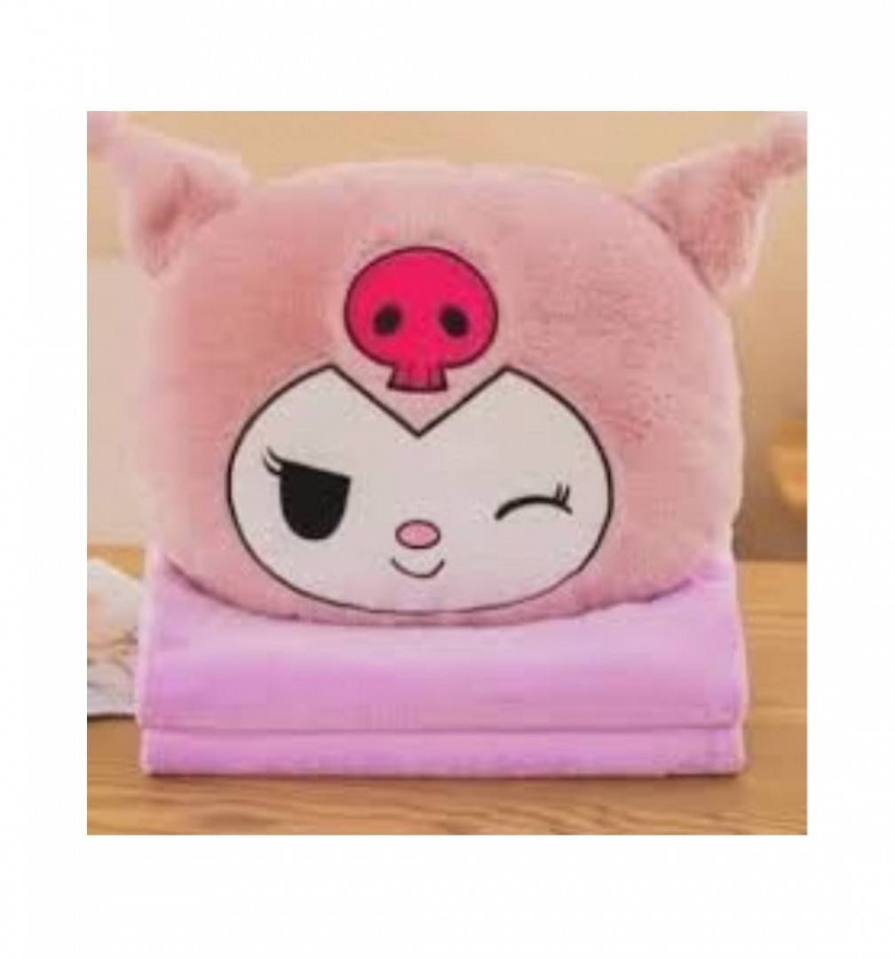 Set jucarie de plus si patura, Kuromi din seria Hello Kitty Sanrio, mov deschis