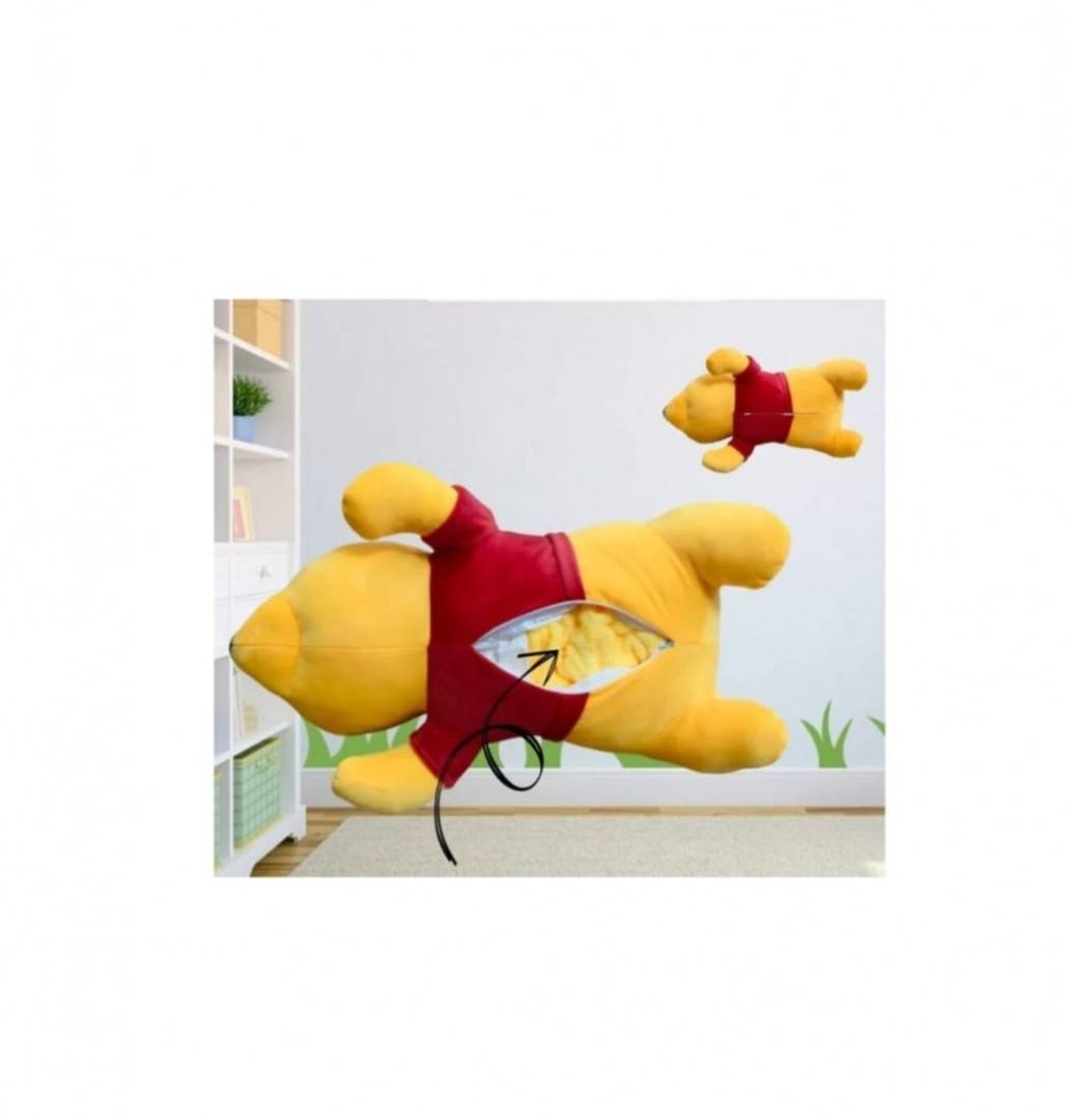 Set jucarie de plus si patura, Ursuletul Pooh, galben, 58 cm