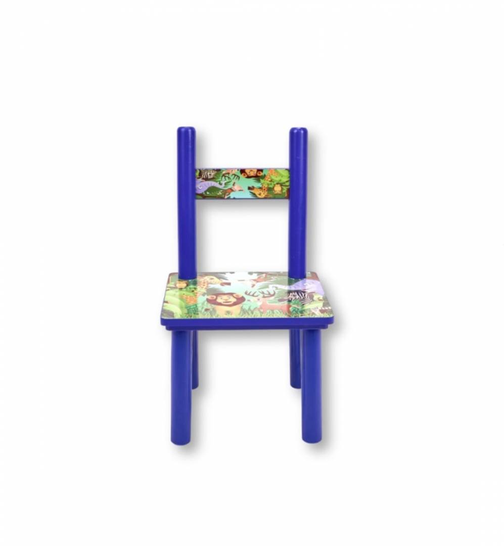 Set Masuta cu 2 scaune pentru copii, Animale din Jungla, albastru, 1 an+