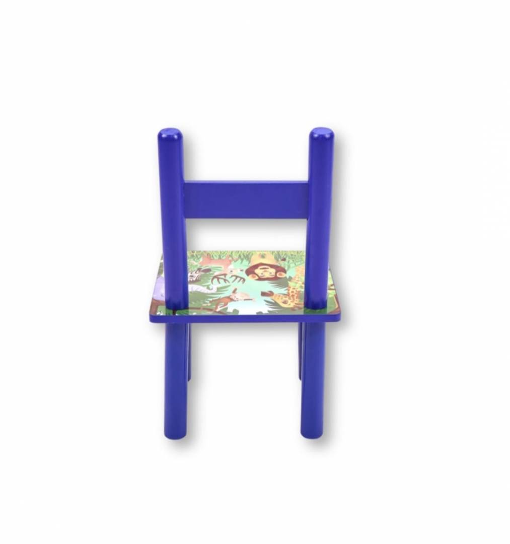 Set Masuta cu 2 scaune pentru copii, Animale din Jungla, albastru, 1 an+
