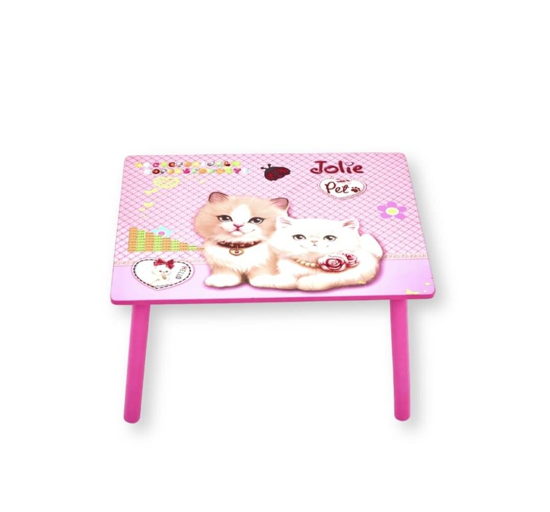 Set Masuta cu 2 scaune pentru copii, Pisicute, roz, 1 an+