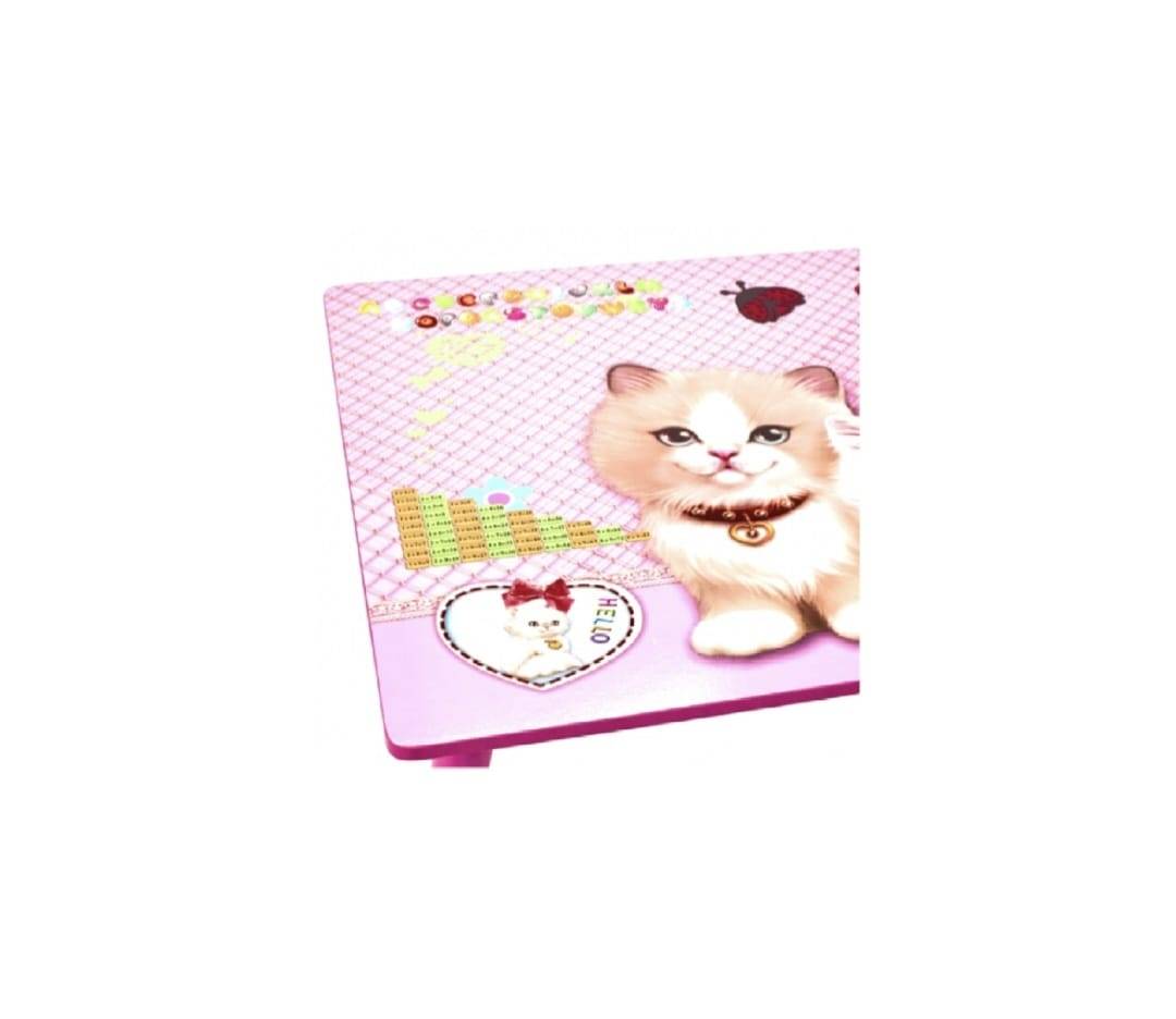 Set Masuta cu 2 scaune pentru copii, Pisicute, roz, 1 an+