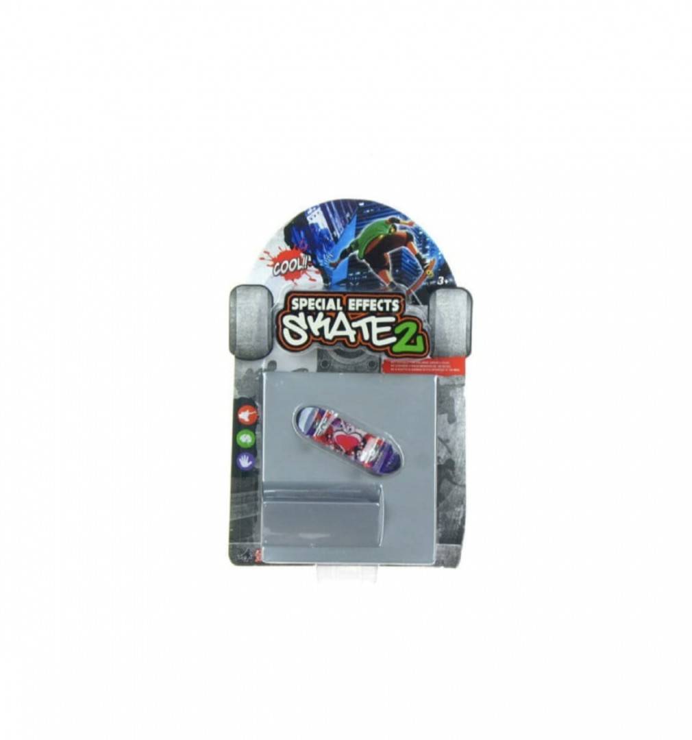 Set Mini Skateboard cu rampa, multicolor, 10 cm