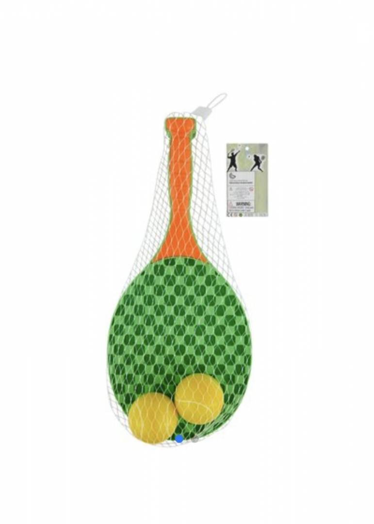 Set mini tenis pentru copii, cu 2 rachete si 2 mingi, multicolor, 40 cm