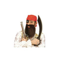 Set Pirat, Bandana rosie, plasture pentru ochi, barba falsa, multicolor