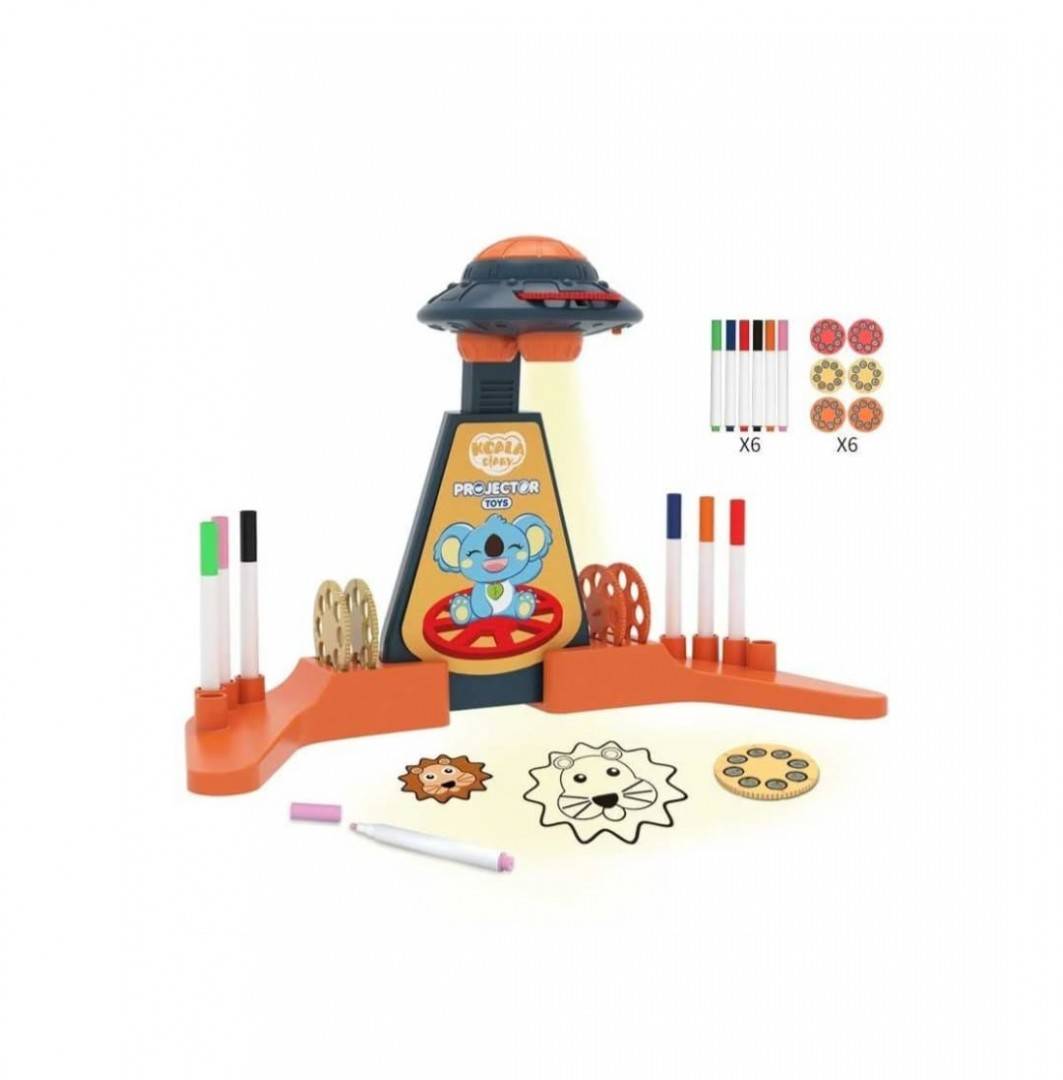 Set Proiector de desen pentru copii pe baterii cu markere, 48 imagini, 29 cm, multicolor