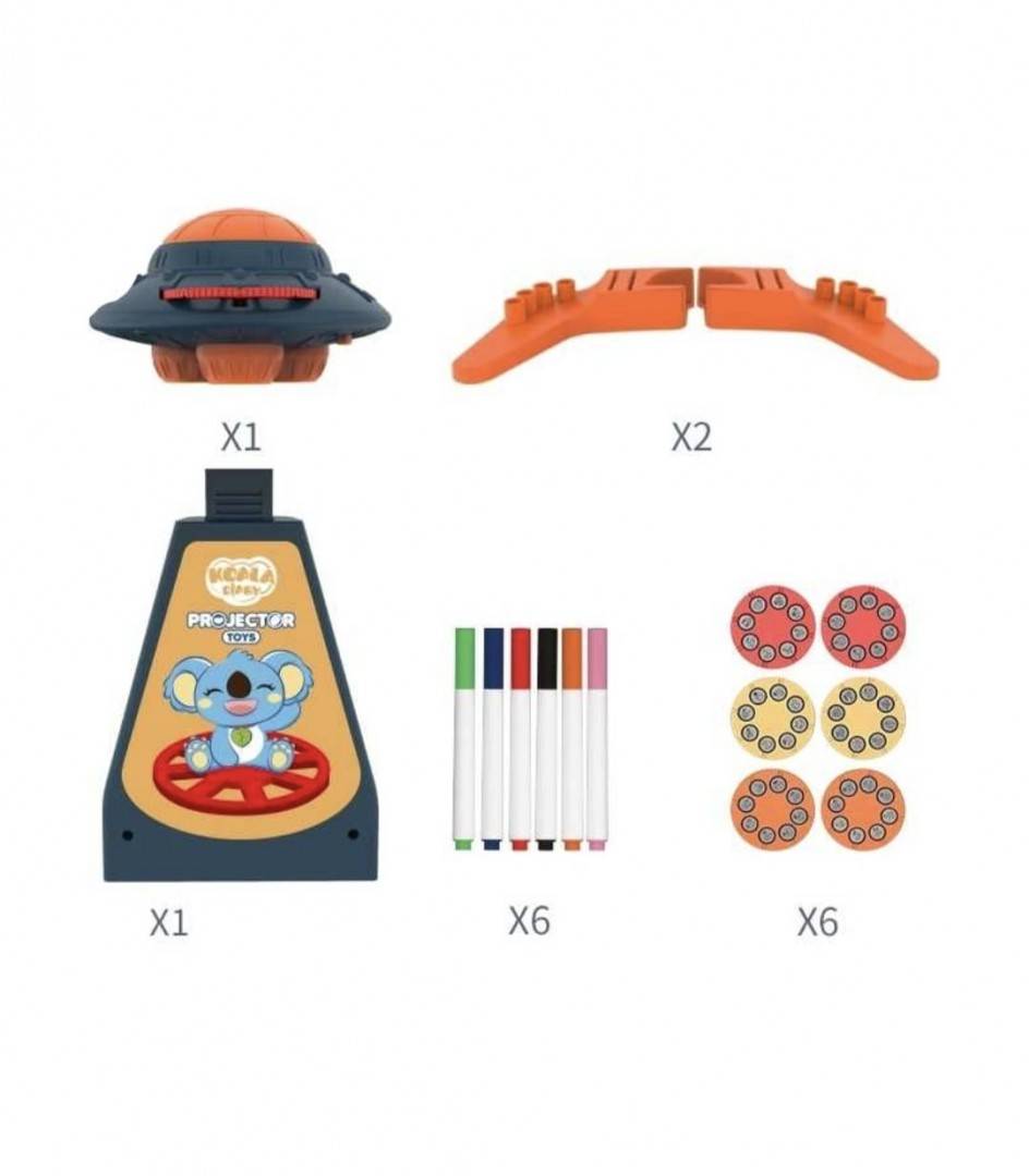 Set Proiector de desen pentru copii pe baterii cu markere, 48 imagini, 29 cm, multicolor