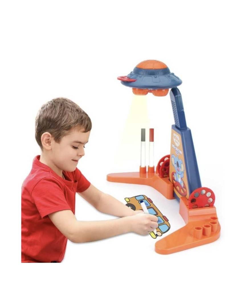 Set Proiector de desen pentru copii pe baterii cu markere, 48 imagini, 29 cm, multicolor