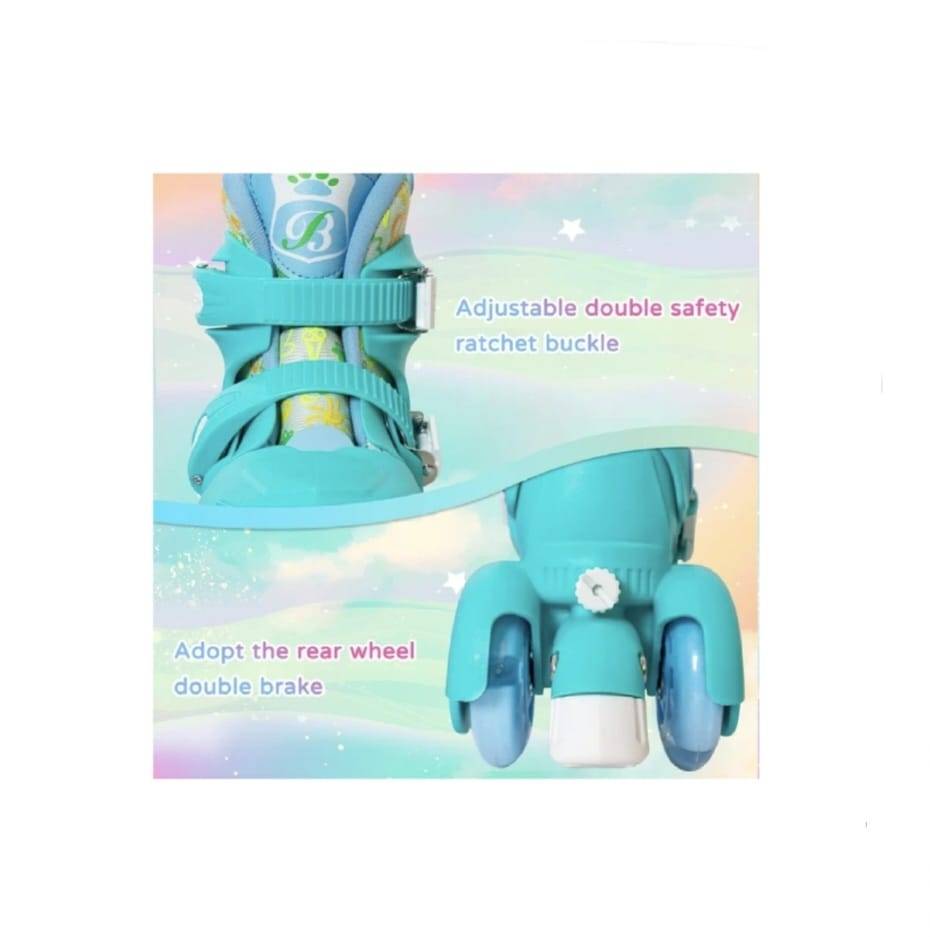 Set role copii, cu roti ajutatoare, reglabile, casca, accesorii, turcoaz, 5 ani+, marimea 26 - 33