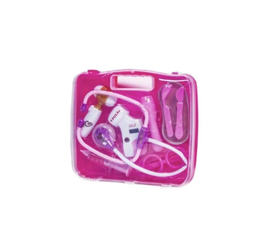 Set Trusa de doctor, 10 accesorii, sunete si lumini, roz, 3 ani+