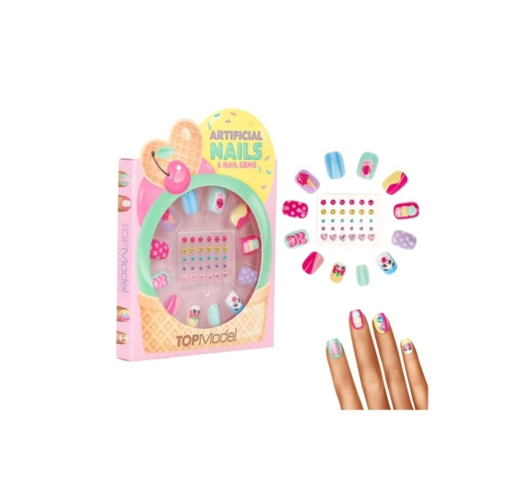 Set Unghii False pentru Copii, Strasuri, Top Model, BEAUTY&ME, multicolor, 5ani+