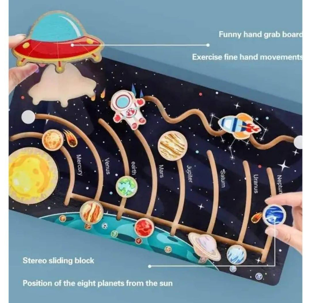 Sistemul solar Montessori, lemn, multicolor, 39 cm