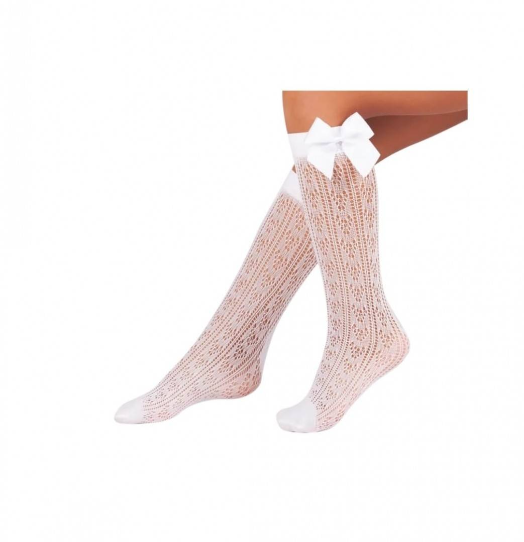Sosete fete lungi fetita, gradinita, scoala, funda, alb, 2 ani - 12 ani