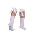 Sosete fete lungi fetita, gradinita, scoala, funda, alb, 2 ani - 12 ani
