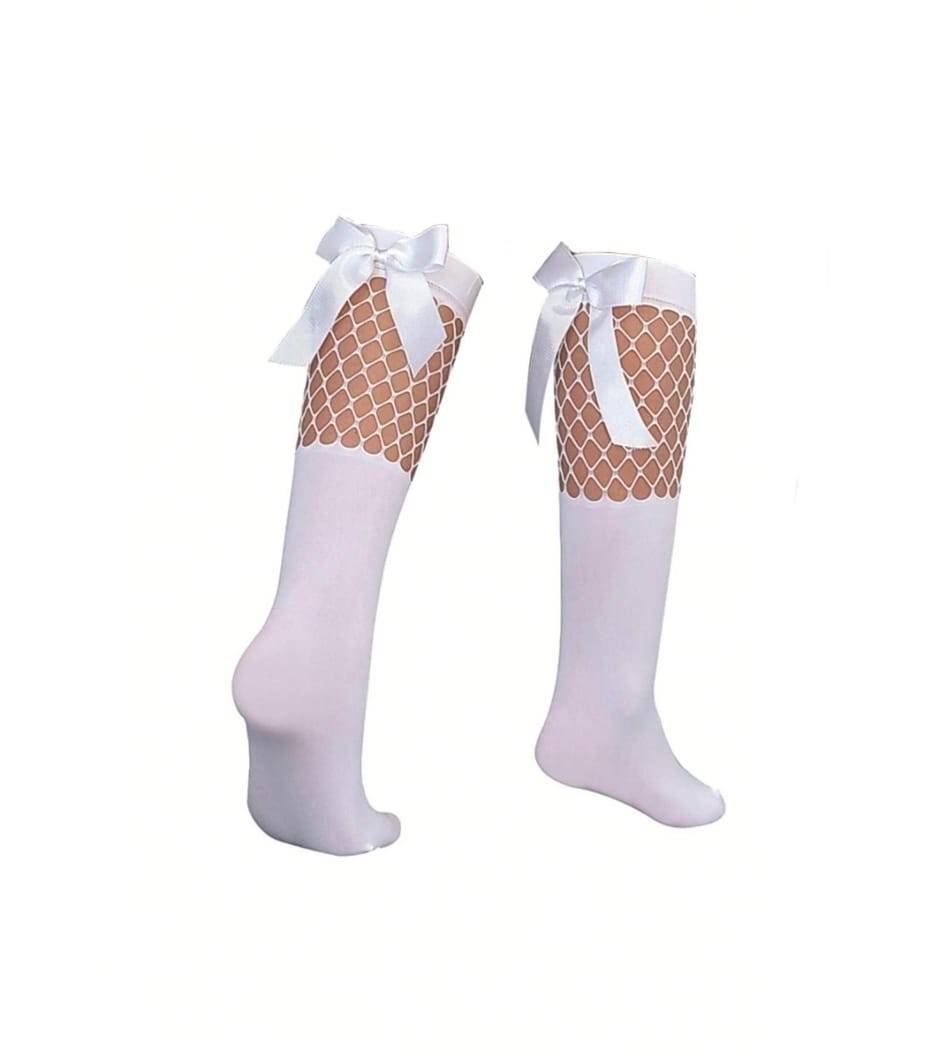 Sosete fete lungi fetita, gradinita, scoala, funda, alb, 2 ani - 12 ani