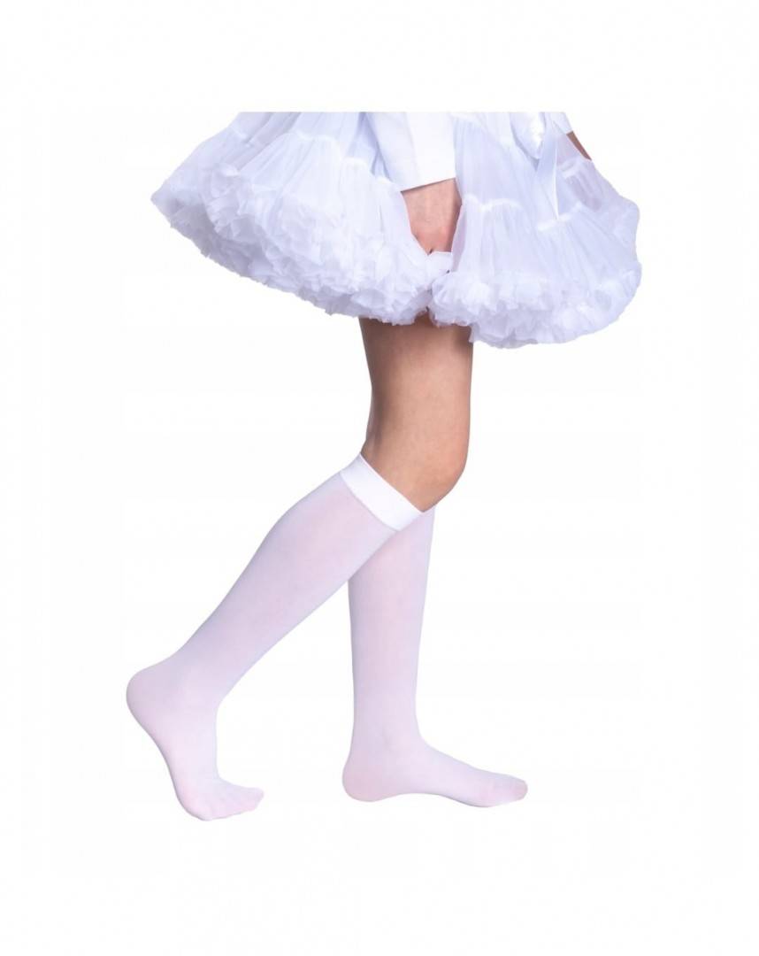 Sosete fete lungi fetita, gradinita, scoala, mycro 50, alb, 8 ani - 12 ani
