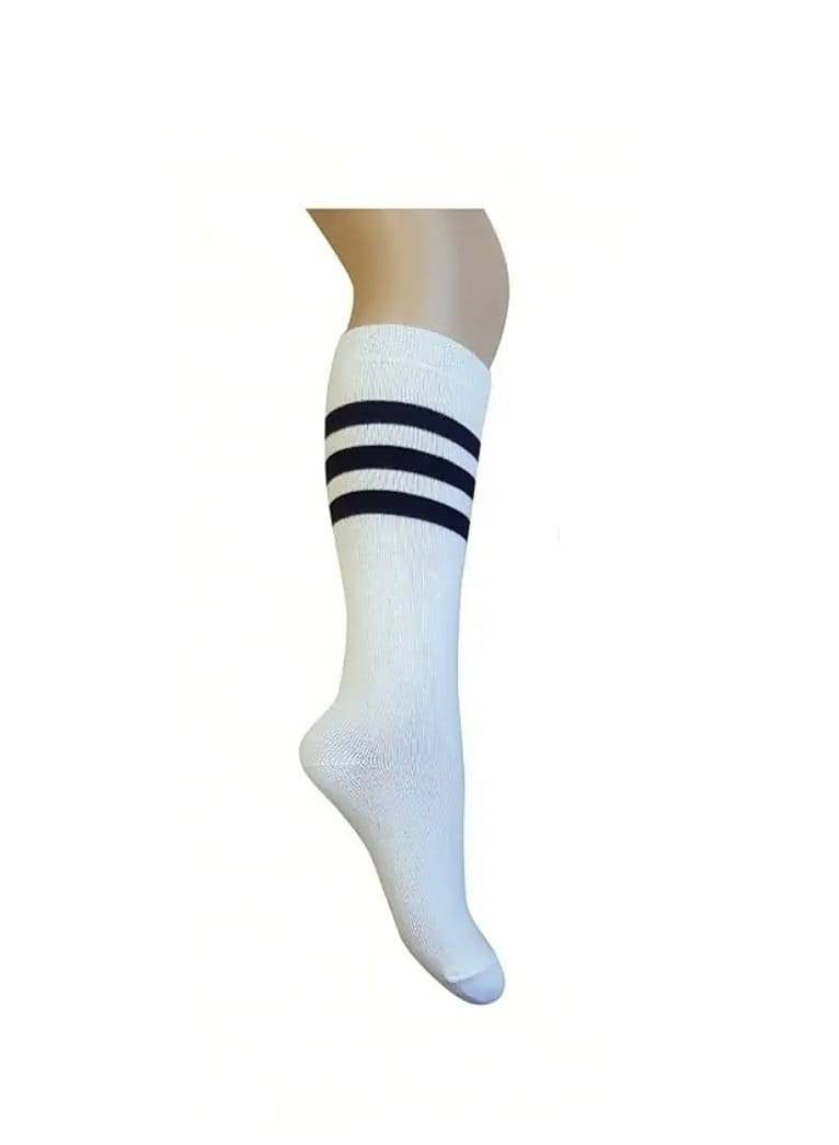 Sosete lungi copii, sport, fotbal, scoala, bumbac, alb, 5 ani - 7 ani - 13 ani