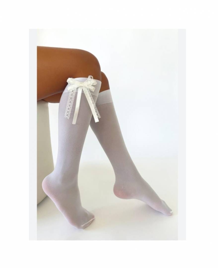 Sosete lycra fete, lungi, gradinita, scoala, funda, alb, 2 ani - 5 ani