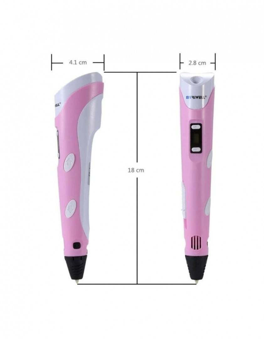 Stilou de imprimare 3D, filamente PLU 10 m, roz, 16 cm