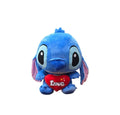 Stitch de pluș cu inimioara, mesaj Love, cadou romantic Valentine’s Day, albastru/rosu, 80 cm