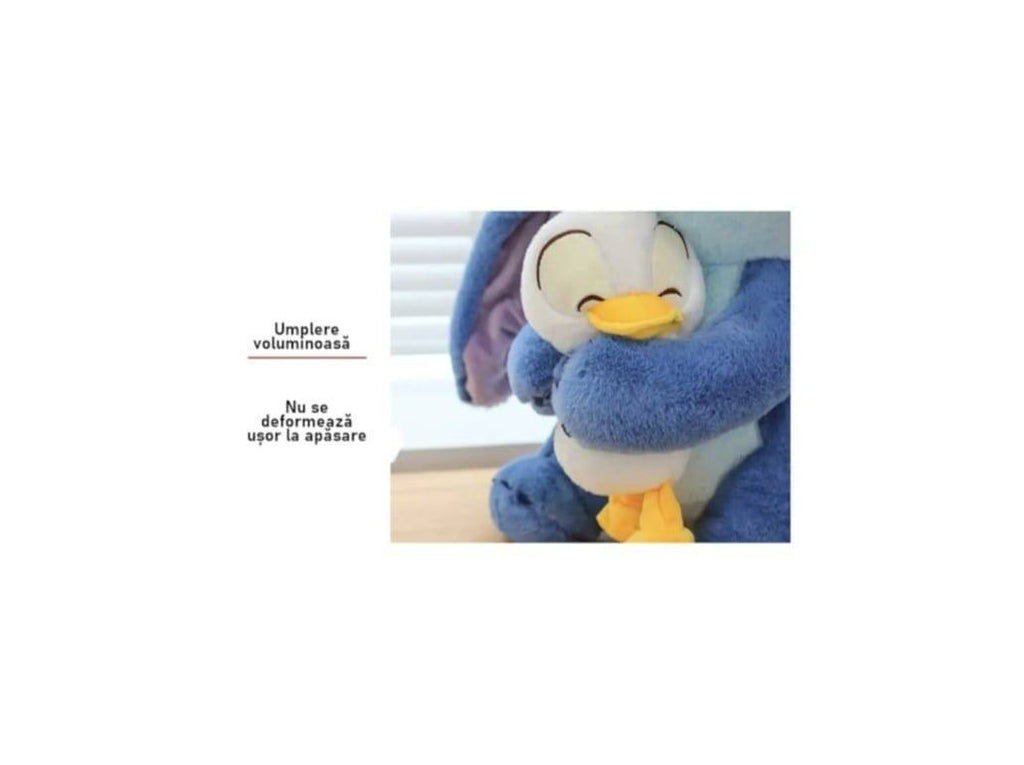 Stitch de plus, cu ratusca, albastru/multicolor, 28 cm