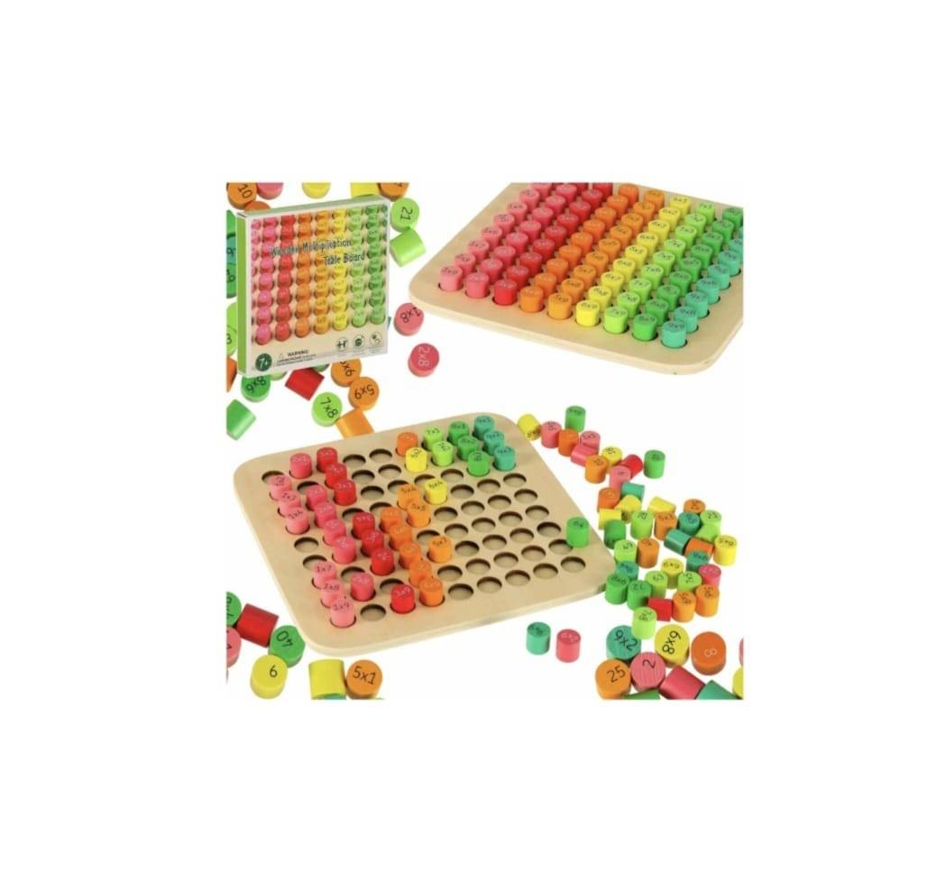 Tabla Inmultirii pentru copii, lemn, multicolor, 22 cm, 7 ani+