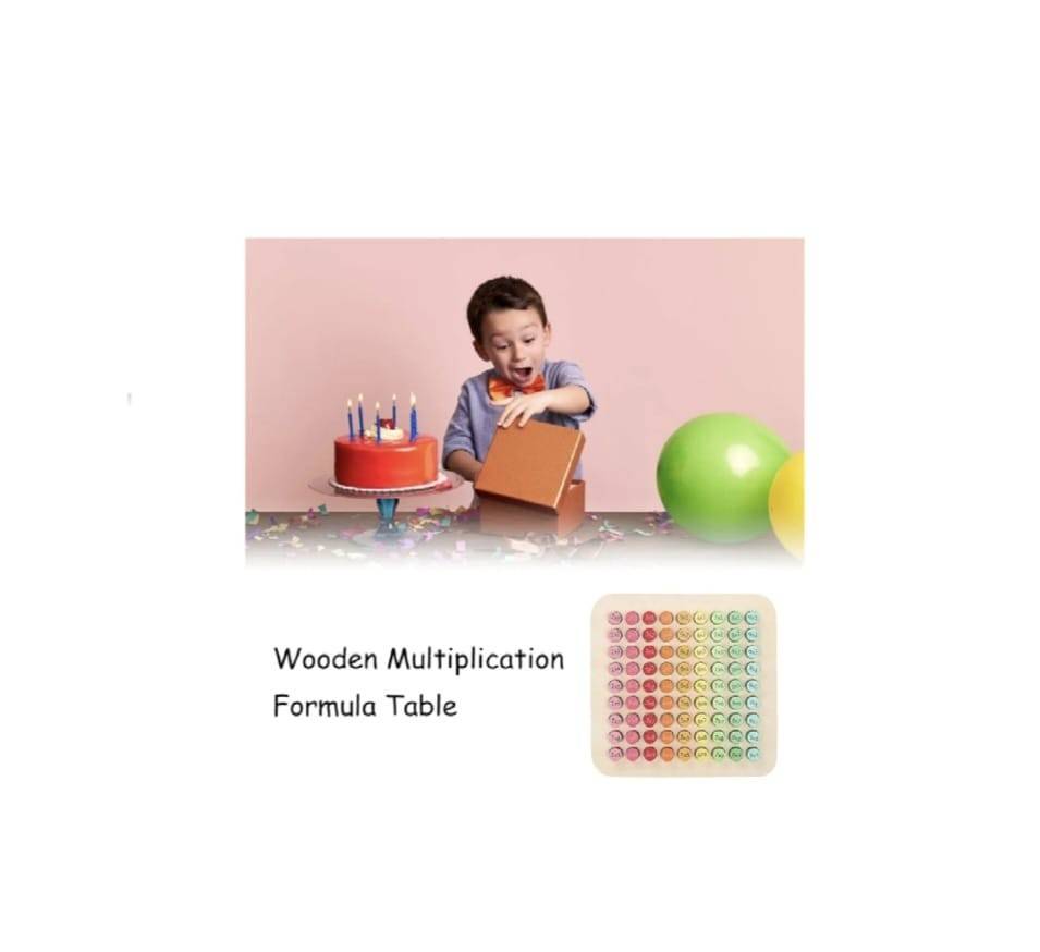 Tabla Inmultirii pentru copii, lemn, multicolor, 22 cm, 7 ani+
