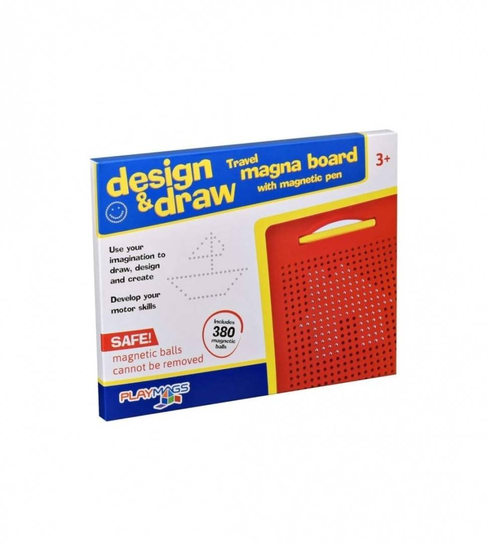 Tablita de desen cu magneti, Magnetic Board, 360 bile magnetice, multicolor, 22 cm, 3 ani+