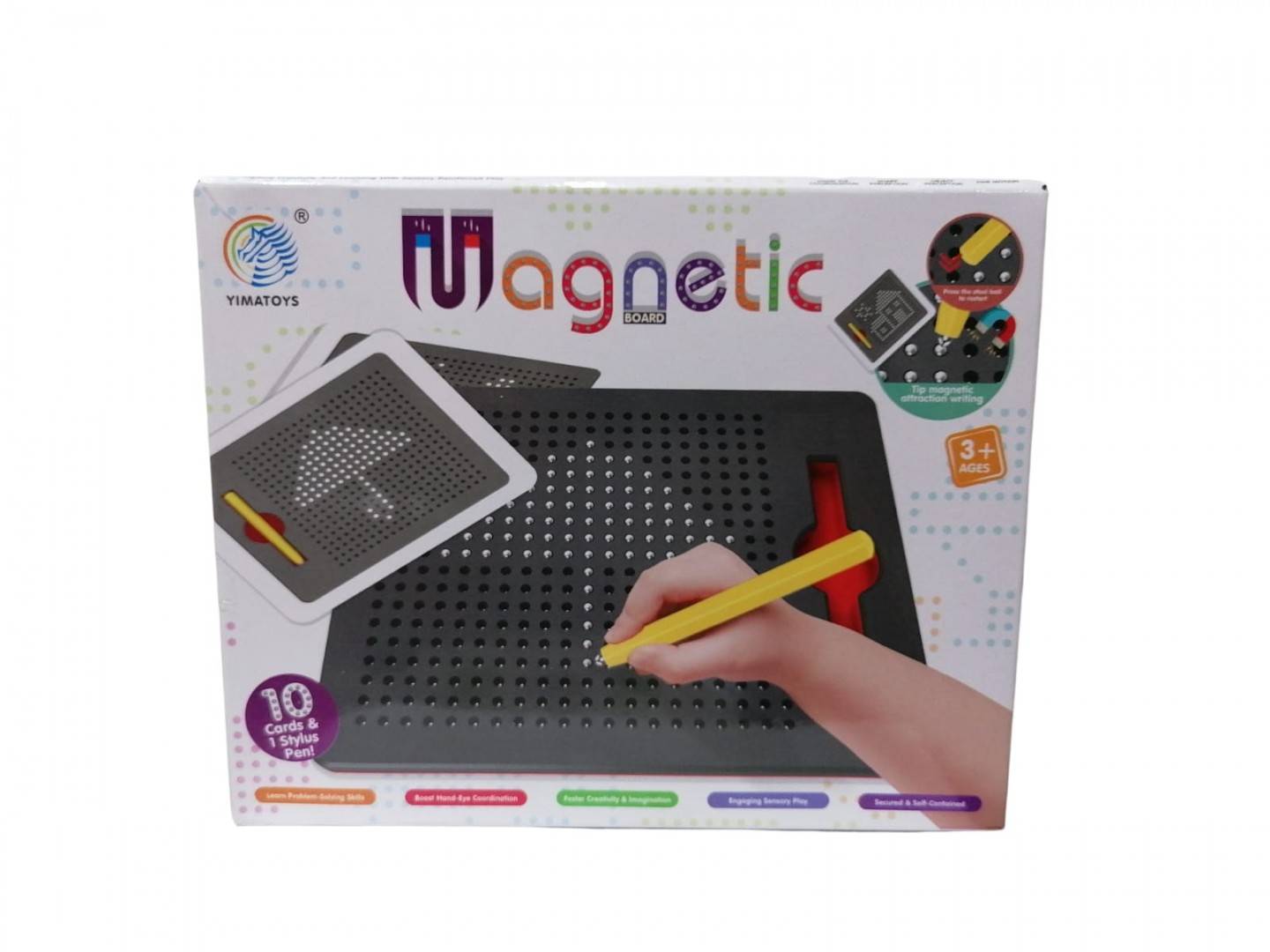 Tablita de desen cu magneti, Magnetic Board, 388 bile magnetice, multicolor, 22 cm