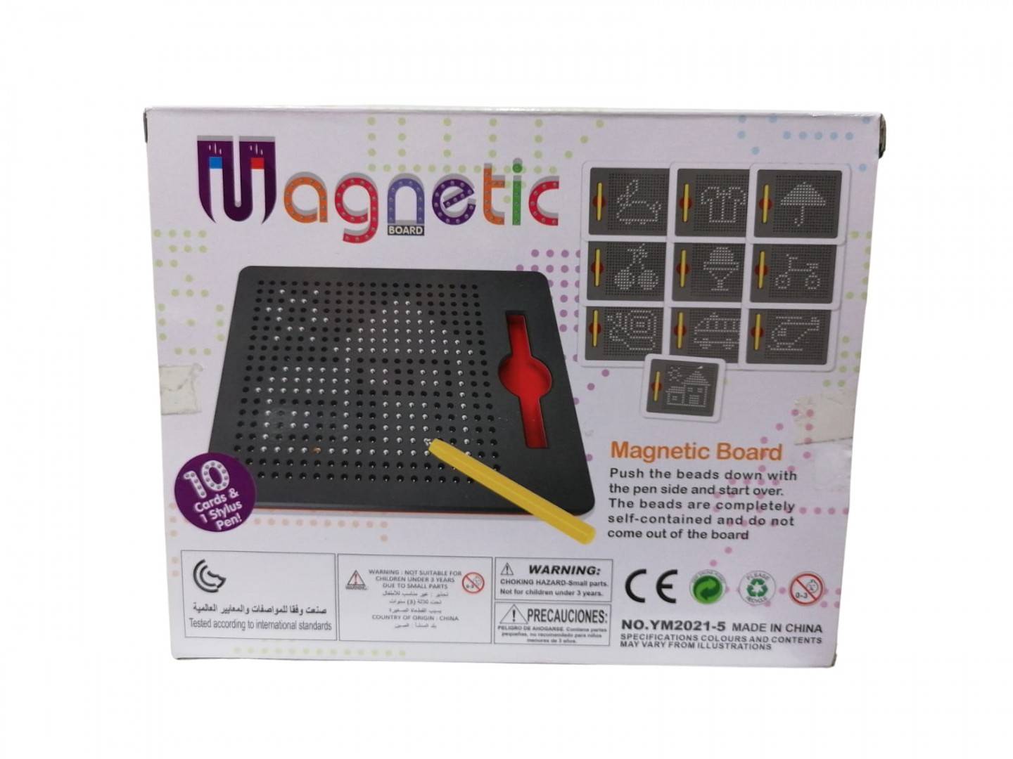 Tablita de desen cu magneti, Magnetic Board, 388 bile magnetice, multicolor, 22 cm