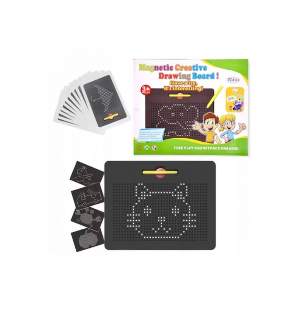 Tablita de desen cu magneti, Magnetic Board, 714 bile magnetice, multicolor, 3 ani+