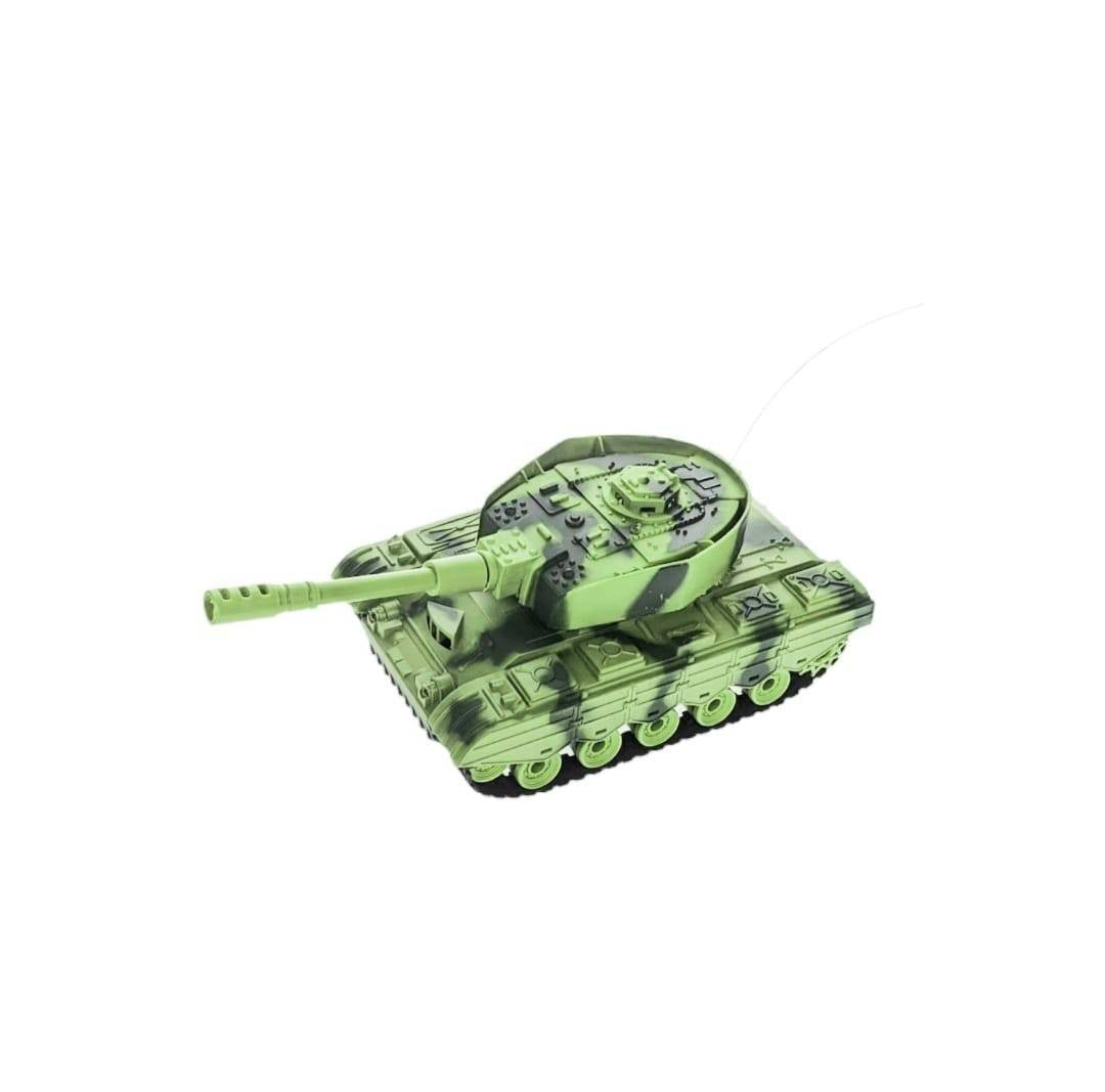 Tanc de jucarie cu telecomanda, acumulator, sunete si lumini, verde, 30 cm