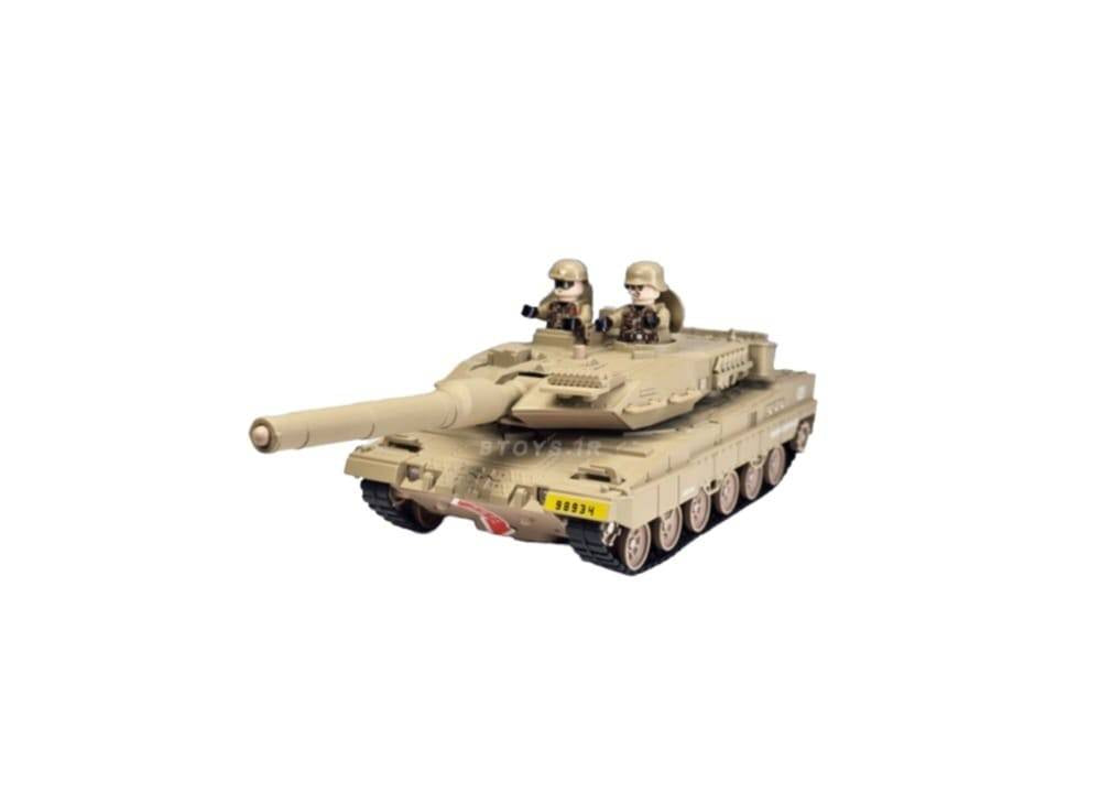 Tanc militar metalic, merge, scoate fum, sunete, lumini, bej, 24.5 cm