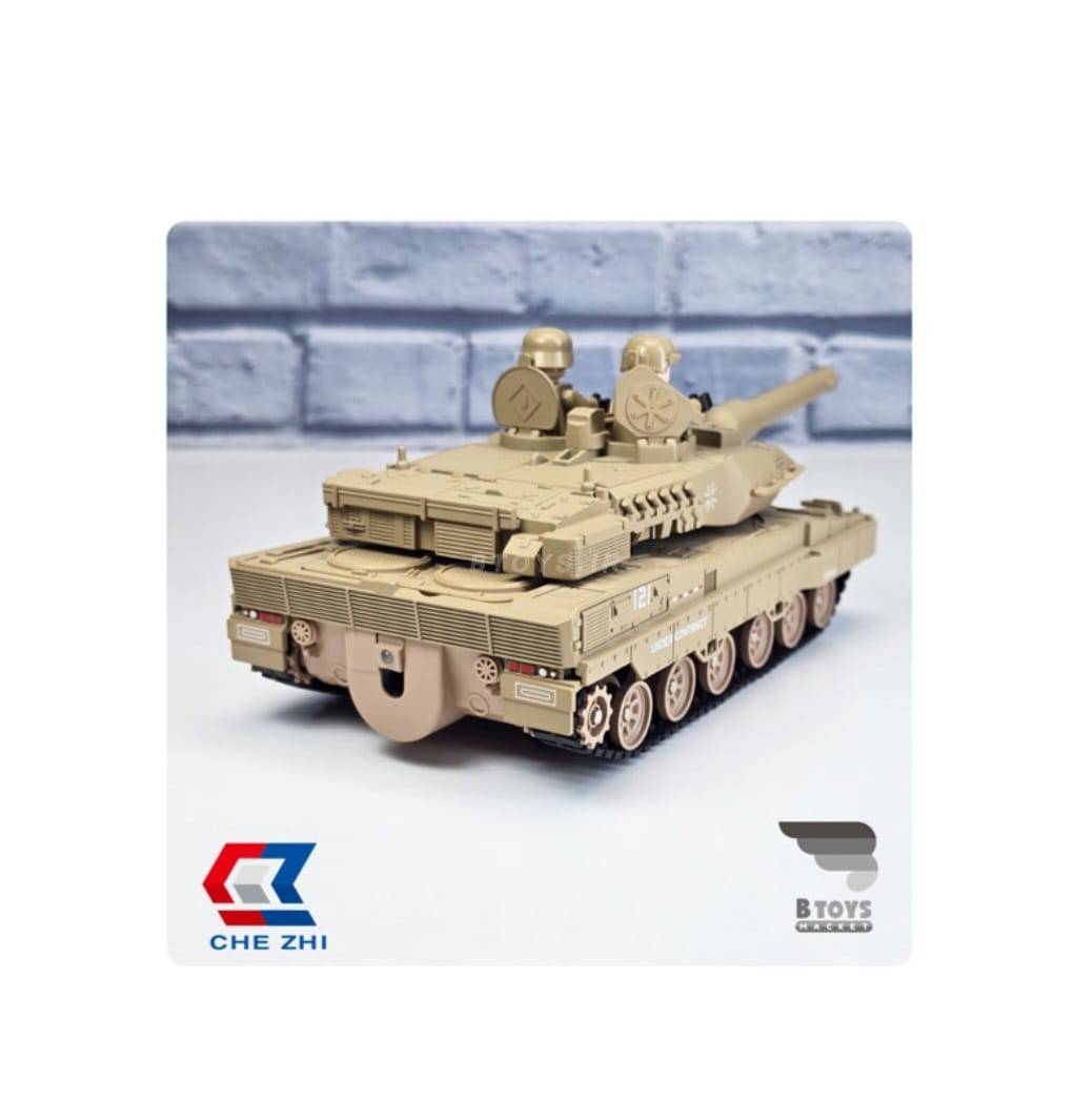Tanc militar metalic, merge, scoate fum, sunete, lumini, bej, 24.5 cm