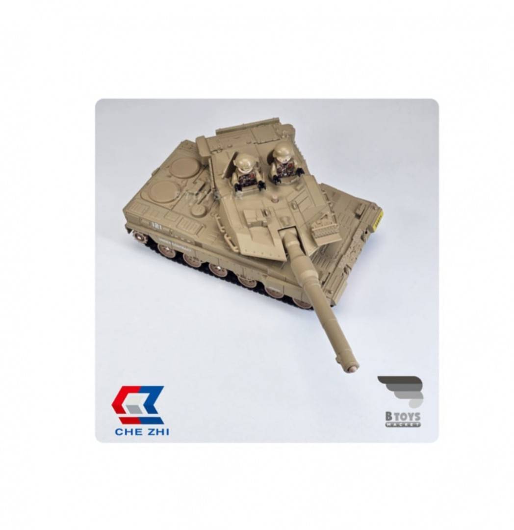 Tanc militar metalic, merge, scoate fum, sunete, lumini, bej, 24.5 cm