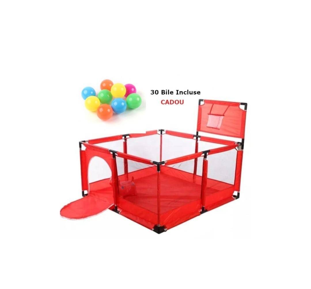 Tarc de joaca pentru copii, 30 bile incluse, rosu, 120 x 120 cm, 6 luni +